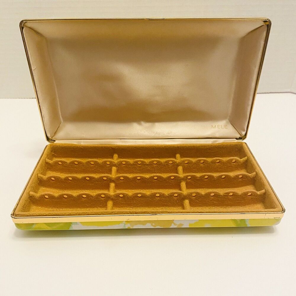Mele Clamshell Jewelry Box Floral Bright Colorful Hard Travel Case Vintage